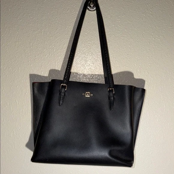 Coach Black Leather Mollie Tote- fair condition ~ As Is💕 - Picture 1 of 12